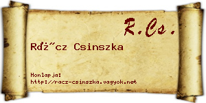 Rácz Csinszka névjegykártya